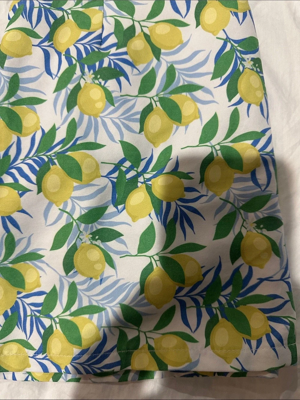 Girls' Lemon-Print A-Line Skirt - White, Yellow & Green